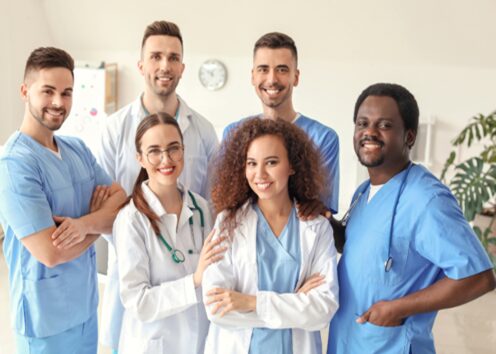 medical staff in scrubs